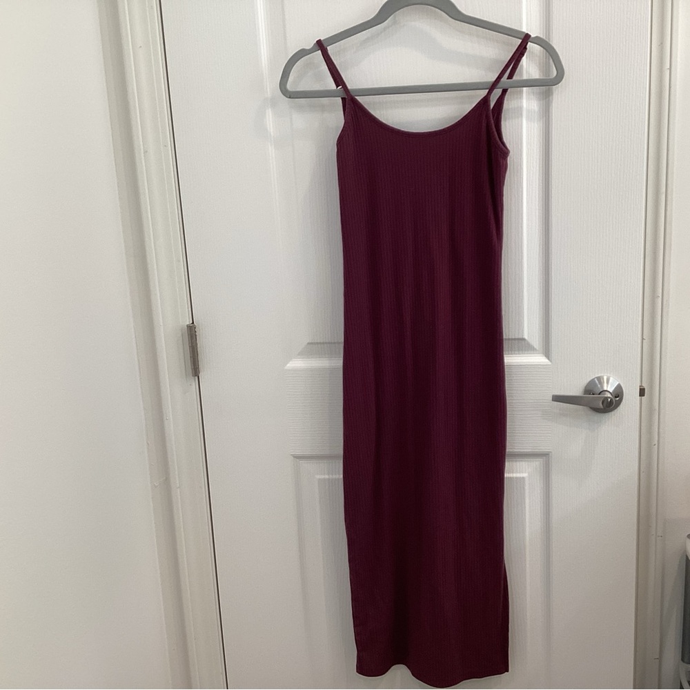 Wild Fable Ribbed Knit dress in Deep Maroon